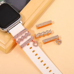 Pour les ondulations d'eau de la bande de montre Apple Watch, Charmes en métal ornement décoratif Ornement de diamant Smart Watch Silicone Solding Accessoires
