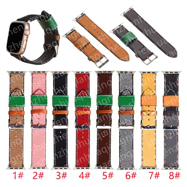 Para Apple Watch Bands Serie 7 Correa de reloj iWatch Band 3 4 5 6 SE 44 mm 45 mm 41 mm 42 mm 38 mm Pulsera de lujo Pulsera de diseñador de moda Correas inteligentes de cuero de alta calidad