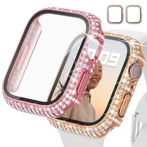 Pour Apple Watch Case 45mm 44mm 42mm 41mm 40mm 38mm série 7 6 5 se Full Diamond Cover avec Screen Protector Retail Box
