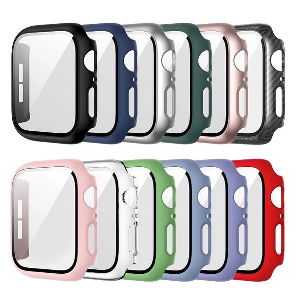 Pour Apple Watch Case Watch Cover avec verre trempé dans la boîte 45Mm 44Mm 41Mm 38Mm 40Mm Series 3 4 5 6 7