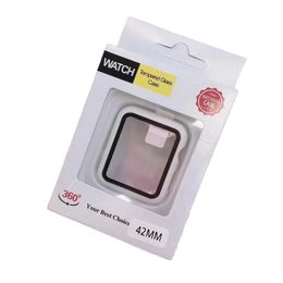 Pour Apple Watch Cases 8 7 6 5 4 3 2 1 SE 45 mm 41 mm 38 mm 40 mm 42 mm 44 mm Ultra 49 mm Pare-chocs Films d'écran en verre trempé Protecteur Couverture complète avec emballage de vente au détail