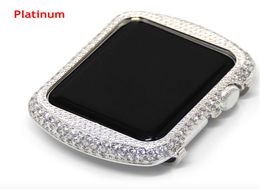 voor Apple Watch serie 1 2 3 strass diamanten kast handgemaakte zirkoon kristal bezel galvaniseren gouden horloge cover 38mm 42mm1279716