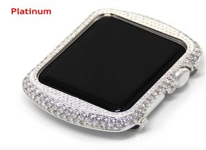 Para Apple Watch series 1 2 3 caja de diamantes de imitación hecha a mano bisel de cristal de circón galvanoplastia cubierta de reloj de oro 38mm 42mm1279716