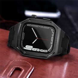 Pour Apple Watch Series 7 6 5 4 SE Kit de modification de luxe en alliage de zinc Étui de protection Bracelet Bracelet Couverture iWatch 40 mm 41 mm 44 mm 45 mm