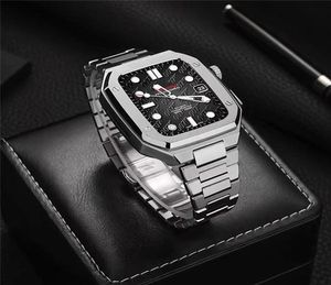 voor Apple Watch Series 7 6 5 4 Premium roestvrijstalen pantser beschermhoes bandriem armband cover iWatch 44 mm 45 mm 7605831