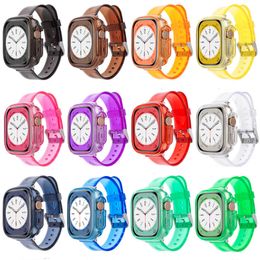 Voor Apple Watch Series 8 7 6 5 4 3 2 1 SE Ultra Soft Clear Colorful Protective Case Bandband Cover 49mm 45 mm