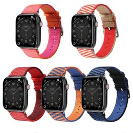 Pour Apple Watch Strap Nylon Tressé iwatch87654321 Bracelet de montre de sport respirant Bracelet en cuir 38/40/41mm/42/44/45/49mm Doux et respirant