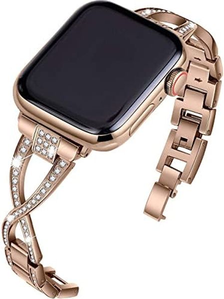 pour Apple Watch Bracelets 38mm 40mm 41mm 42mm 44mm 45mm 49mm Femmes Bling Bracelet En Métal iwatch Bandes Série 8 7 6 5 4 3 2 1 SE