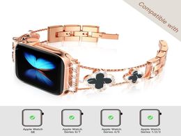 Para correas de reloj Apple Bandas de reloj de diamantes de metal de lujo 49 mm 45 mm 38 mm 40 mm 42 mm 44 mm Mujeres Bling Slim Glitter iwatch Series Ultra5093755