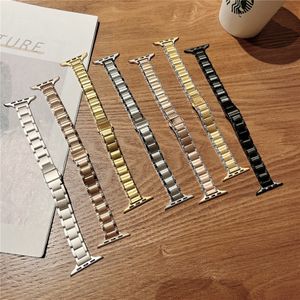 Pour Apple Watch trois perles petite taille bracelet en acier inoxydable 38 mm 42 mm 40 mm 41 mm 44 mm 45 mm 49 mm Apple Watch bracelet de montre solide pour femme