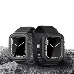 Para Apple Watch Ultra 49mm Series 8 7 6 5 4 3 2 SE 45mm 44mm Funda protectora con patrón de fibra de carbono Funda con correa