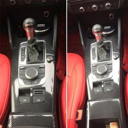 Pour Audi A3 2014-2019 panneau de commande central intérieur poignée de porte 3D 5D autocollants en Fiber de carbone décalcomanies accessoire de style de voiture300k