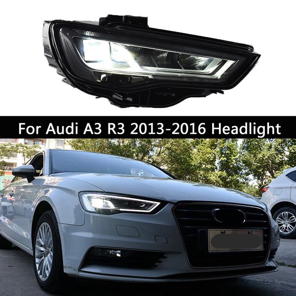 Para Audi A3 S3 Faro de coche LED DRL Luz de circulación diurna Señal de giro Niebla Iluminación frontal Auto parte Lámpara de cabeza Lente de proyector Angel Eye