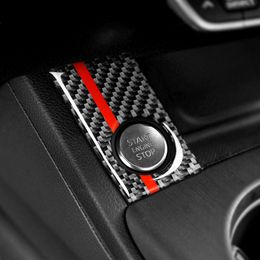 Pour Audi A4 A5 fibre de carbone voiture moteur démarrage arrêt couvercle d'allumage garniture porte-clés automobile intérieur autocollants décalcomanies 2017-2022308g