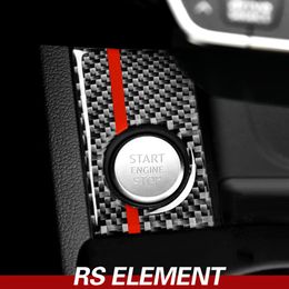 Pour Audi A4 A5 fibre de carbone voiture moteur démarrage arrêt couvercle d'allumage garniture porte-clés automobile intérieur autocollants décalcomanies 2017-20222633
