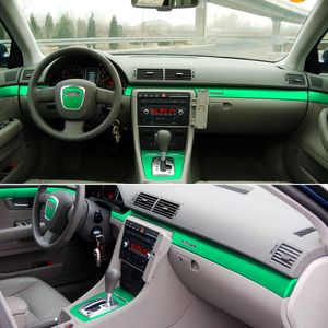 Autocollants autocollants en Fiber de carbone pour poignée de porte, panneau de commande Central intérieur, accessoire de style de voiture, pour Audi A4 B6 B7 2002 – 2008