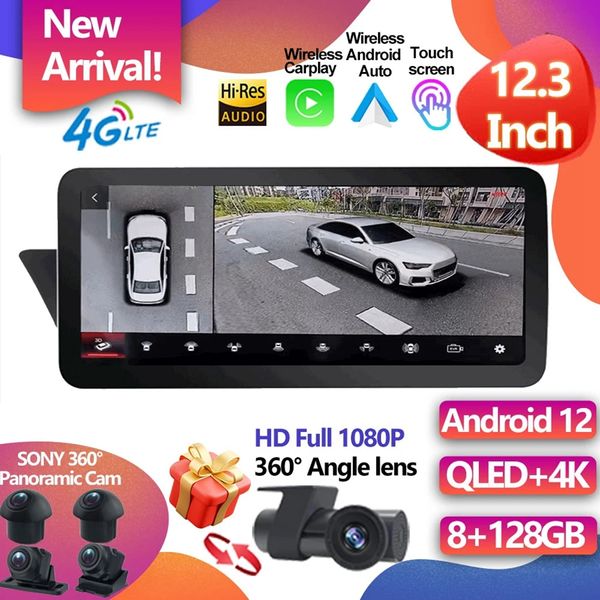 Für Audi A4L S4 A5 B8 2009-2016 Auto DVD Radio 12,3 zoll HD 1920*720 Android 12 multimedia GPS Navigation Carplay WIFI BT SWC 4G LTE-2