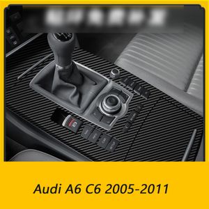 Para Audi A6 C6 2005-2011, pegatinas autoadhesivas para coche, pegatinas y calcomanías de vinilo de fibra de carbono para coche, accesorios de estilo de coche