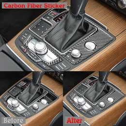 Para Audi A6 S6 C7 A7 S7 4G8 2011-2023 accesorios de fibra de carbono Control Central de coche transmisión Panel de cambio cubre marco adhesivo
