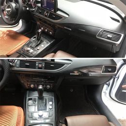 Pour Audi A7 2011-2018 panneau de commande central intérieur poignée de porte 3D 5D autocollants en Fiber de carbone décalcomanies accessoire de style de voiture305U