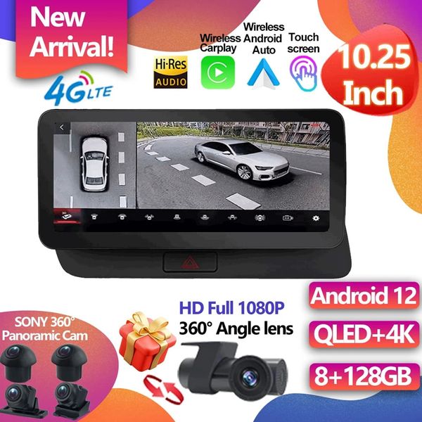Pour Audi Q5 2009-2016 8 cœurs Android 12 système autoradio WIFI 4G SIM écran partagé BT GPS Navi multimédia sans fil Carplay-2