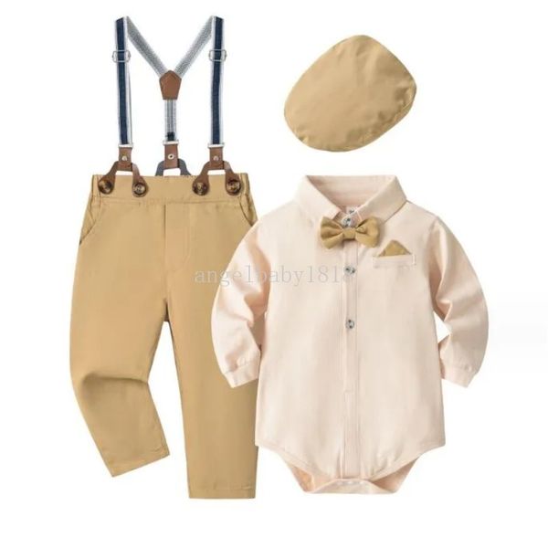 Ensemble de vêtements pour bébés garçons de 3 à 24 mois, tenues de Styles pour hommes en bas âge, barboteuse + pantalon + chapeaux + nœud papillon + bretelles