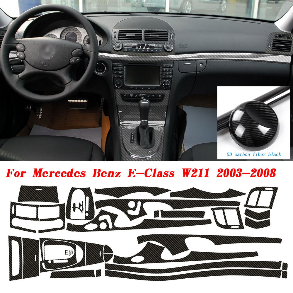 Für Benz E-Klasse W211 2003–2008, 5D-Carbonfaser-Aufkleber, Innenverkleidung