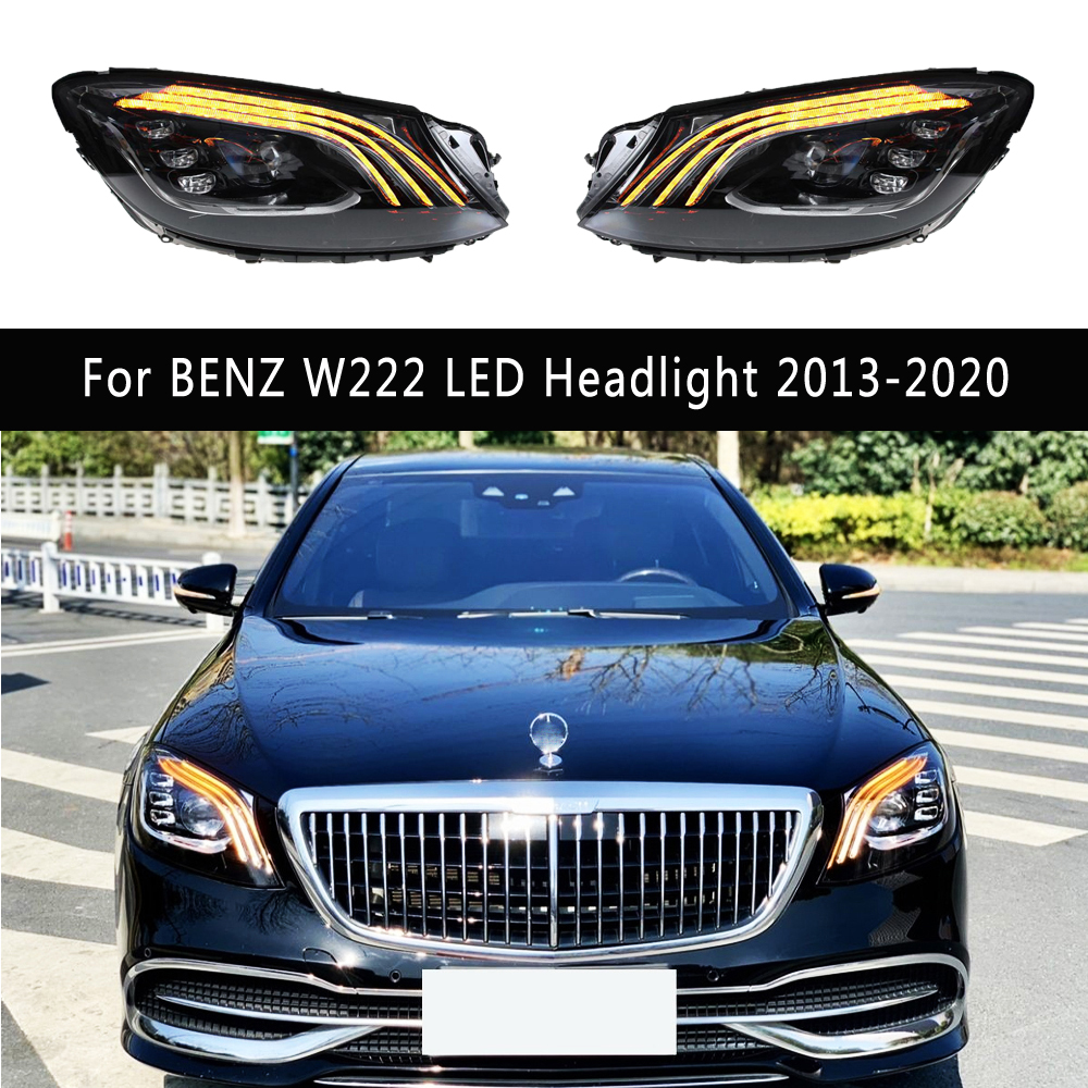 For BENZ W222 W223 S350 S400 LED Headlight 13-20 Daytime Running Light High Beam Angel Eye Projector Lens Streamer Turn Signal Front Lamp