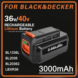 Voor Black Decker 36V/40V 3000 mAh Li-ion batterij Oplaadbare stroomgereedschap Batterij LBXR36 BL2036 LBX2040 LST136 LST420 LST220