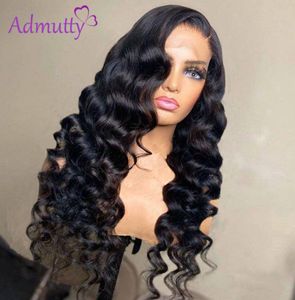 Pour Black HD transparent en vrac Deep 134136 Frontal Human Hair 4x4 Lace Ferme Natural Wig Wig Préplayée HALLINE6814798