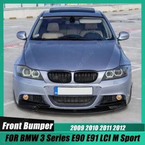 Voor BMW 3-serie E90 E91 LCI M Sport 2009-2012 4-stcs Glanzen Zwarte auto Voorkant Bumper Lip Spoiler Body Kit Duck Splitter ABS Tuning