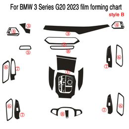 Para BMW Serie 3 G20 2023, Panel de Control Central Interior, manija de puerta, pegatinas 3D 5D de fibra de carbono, calcomanías, accesorios de estilo de coche