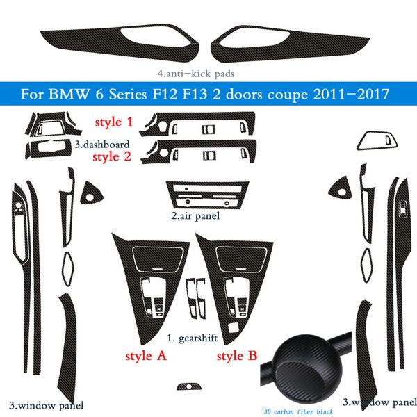 Para BMW Serie 6 F12 F13 coupé pegatinas autoadhesivas para coche pegatinas y calcomanías de vinilo de fibra de carbono accesorios de estilo de coche