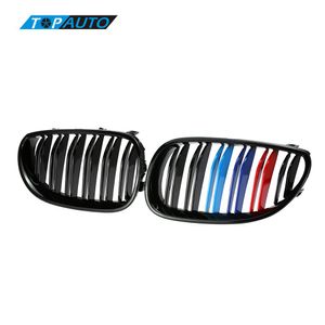 Freeshipping voor BMW E60 E61 520D 520i 523Li 525LI 530L One Pair Front Center Nier Grilles Gloss Black Mixed Color Grill 2004 - 2009