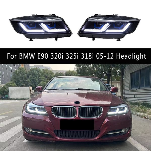 Para BMW E90 320i 325i 318i 05-12 Montaje del faro LED DRL Daytime Running Light High Beam Angel Eye Proyector Señal de giro de lente de giro