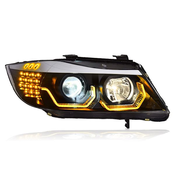 Pour BMW E90 phare LED 2005-2012 320i 325i 318i feux diurnes DRL clignotants feux de route lentille de projecteur oeil d'ange