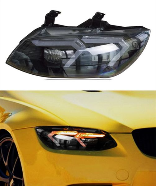 Pour BMW E92 LED phare 2011-2013 E92 330I 335I LED AUTO ASSEMBLAGE ANGLAGE ANGLAGE LAMPE Signal dynamique des yeux anges
