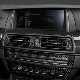 Autocollants décoratifs de couverture de climatisation de sortie d'air, garniture intérieure en Fiber de carbone pour BMW F10 série 5 2011 – 2017, accessoires 237n