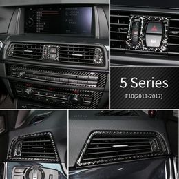 Embellecedor Interior de fibra de carbono para BMW F10, pegatinas decorativas para salida de aire acondicionado, serie 5, accesorios 2011-2017, 241g