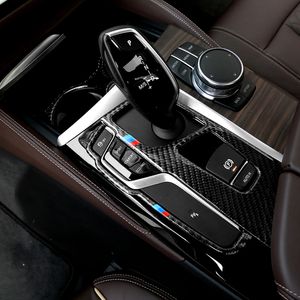 Voor BMW G30 5 Serie Auto Styling Koolstofvezel Auto Controle Versnellingspook Panel decoratieve strip Stickers Cover trim Auto accessoires