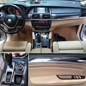 Pour BMW X5 E70 X6 E71 2007-14 Panneau de commande central intérieur Poignée de porte 5D Autocollants en fibre de carbone Autocollants Car Styling Accessorie321b