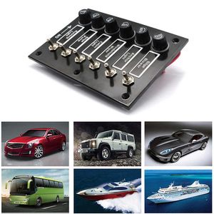 Voor Auto Marine Ship Caravan RV DC12 / 24V AAN / UIT Rocker Toggle Car Switch Panel met zekeringbescherming 6 Gang label Stickers