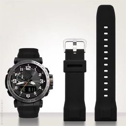 Voor casio PRG-650 PRW-6600Y-1A9 PRG600 610 Siliconen horlogeband waterdicht vervangen rubber 24mm Zwart blauw horlogeband accessoires263C