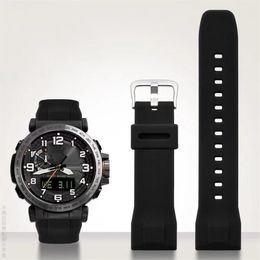 Pour casio PRG-650 PRW-6600Y-1A9 PRG600 610 bracelet de montre en Silicone étanche remplacer le caoutchouc 24mm noir bleu bracelet de montre accessoires263T