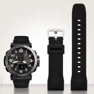 Voor casio PRG-650 PRW-6600Y-1A9 PRG600 610 Siliconen horlogeband waterdicht vervangen rubber 24mm Zwart blauw horlogeband accessoires2599