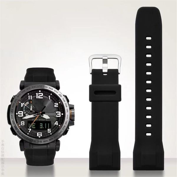 Pour casio PRG-650 PRW-6600Y-1A9 PRG600 610 bracelet de montre en Silicone étanche remplacer le caoutchouc 24mm noir bleu bracelet de montre accessoires 209f