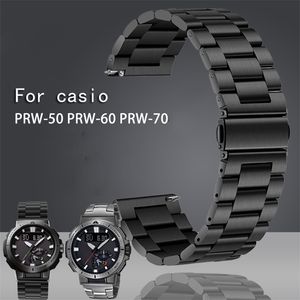 Pour Casio PROTREK montagne Escalade série PRW60PRW70PRW50Y Bracelet de montre en acier inoxydable métal 23mmBracelet de montre en argent noir 220706