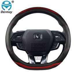 Para Changan CS95 CS85 CS75 CS55 CS35 CS15 EADO CX20 CX30 CX70 Cubierta de dirección de automóvil Alsvin Accesorios para automóviles de fibra de carbono de cuero J220808