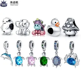 Para encantos auténticos 925 cuentas plateadas colgan color bead de la serie de animales de mascota