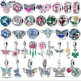 Voor charmes authentieke 925 zilveren kralen Dangle Flower Butterfly Bead